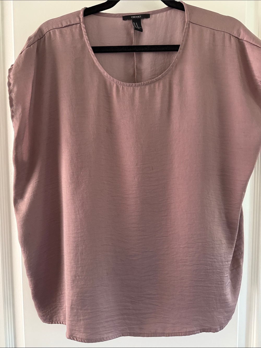 Forever 21 Dusty Mauve Cap Sleeve Satin-Look Blouse
